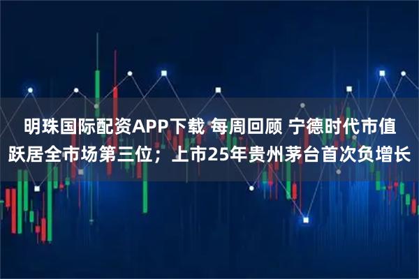 明珠国际配资APP下载 每周回顾 宁德时代市值跃居全市场第三位；上市25年贵州茅台首次负增长